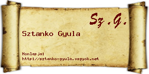Sztanko Gyula névjegykártya
